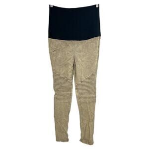 Preggo Leggings XL Taupe Gray Moto Maternity Pregnancy Jeggings Skinny Leg